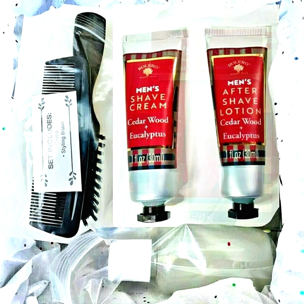 5PC Men Grooming Beard Box Kit! Beard Comb & Brush, Shampoo, After Shave & Cream
